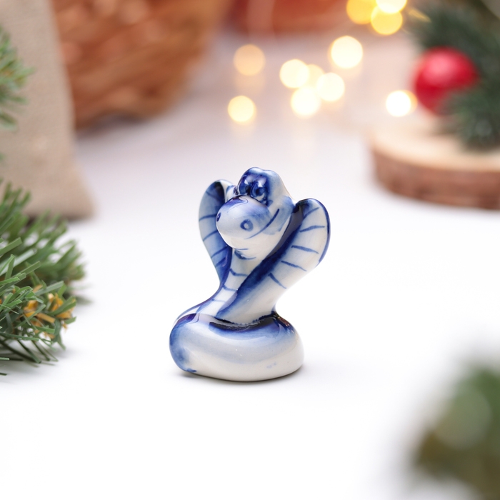 Новый год. Сувенир символ года 2025 Новый год. Сувенир символ года 2025 "Змея Красотка", гжель, 5 см