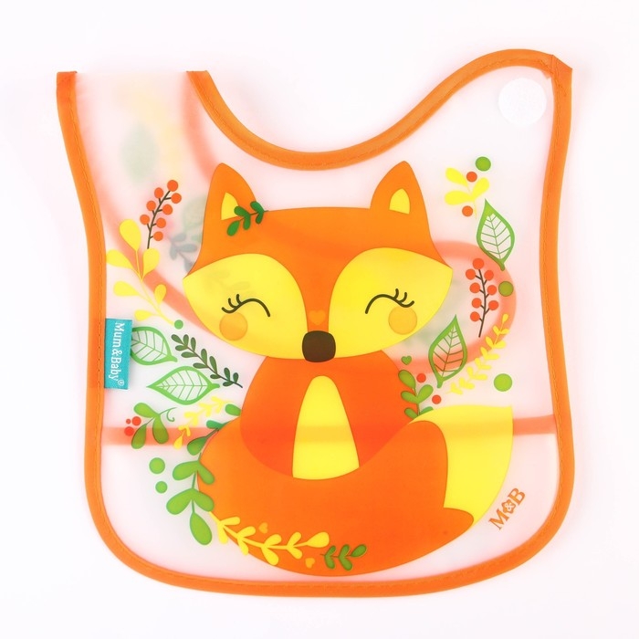 Нагрудник для кормления &laquo;Лисичка Соня&raquo; непромокаемый на липучке, с карманом
