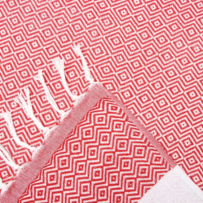 Плед Этель East 100*180см , цв. красный, 80%хлопок, 20% п/э