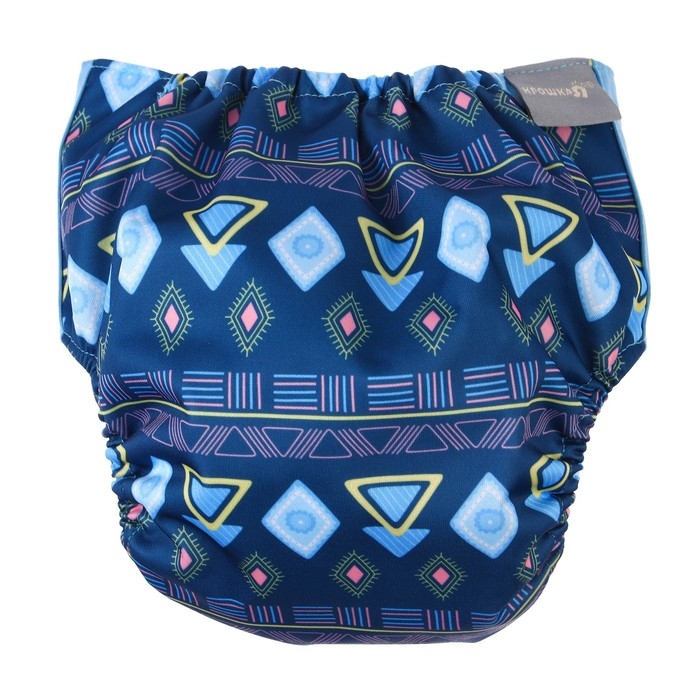 Многоразовый подгузник &laquo;Фигуры&raquo;, 3-15 кг, цвет синий, Крошка Я