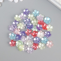 Бусины для творчества пластик "Цветочки" цветной перламутр набор 50 шт 1,5х1,5х0,4 см Бусины для творчества пластик "Цветочки" цветной перламутр набор 50 шт 1,5х1,5х0,4 см