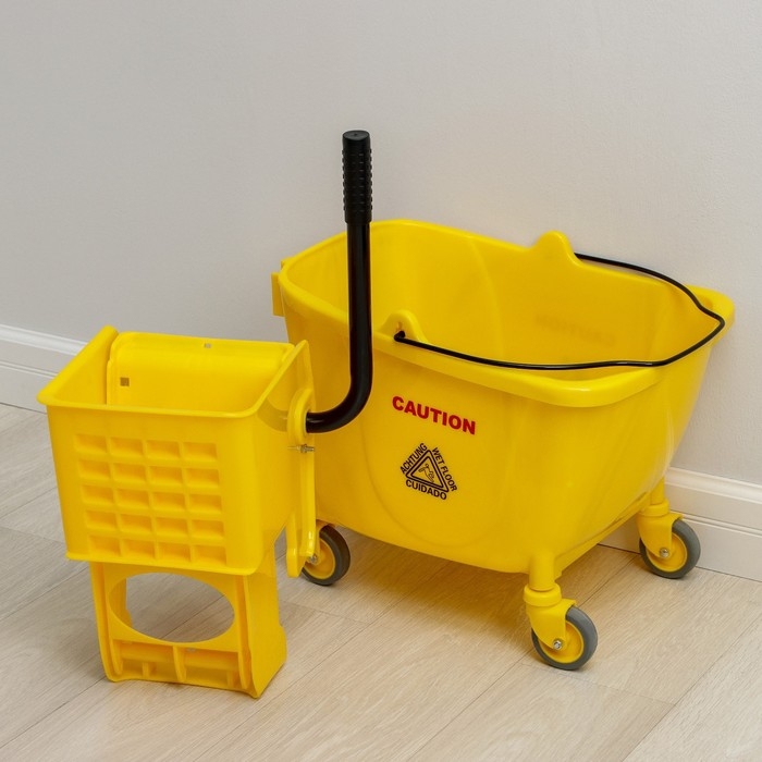 Тележка уборочная с механическим отжимом, 32 л, цвет жёлтый