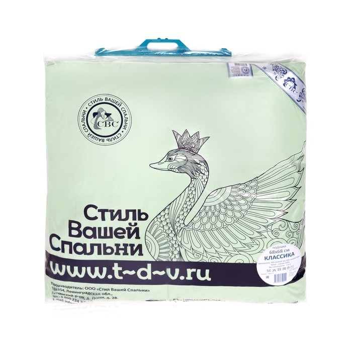 Подушка СВС &laquo;Классика&raquo;, 68х68 см, пух 50%, перо 50%, тик, хл 100%
