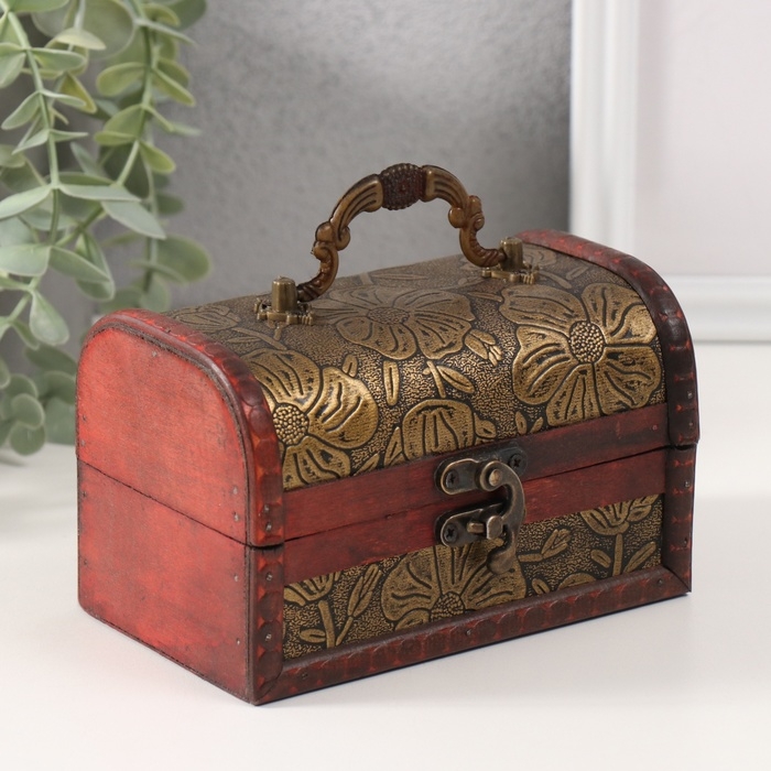 Шкатулка дерево сундучок с ручкой Шкатулка дерево сундучок с ручкой "Цветение" 8,4х14,5х8,7 см