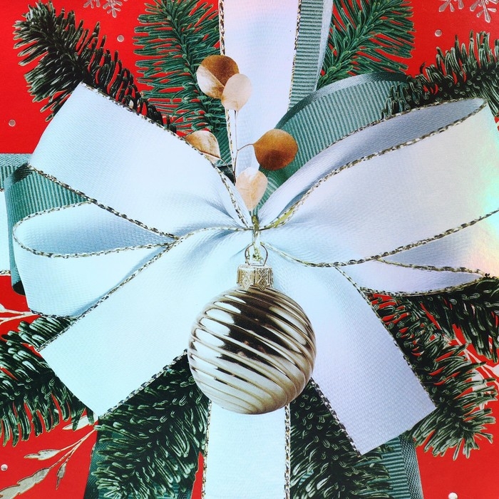 Пакет подарочный новогодний ламинированный «Новогодний бант», MS 18 х 23 х 10 см, Новый год Пакет подарочный новогодний ламинированный «Новогодний бант», MS 18 х 23 х 10 см, Новый год