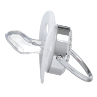 Соска - пустышка силиконовая ортодонтическая &laquo;Я люблю маму&raquo;, от 12 мес., с колпачком, цвет белый/серебро, стразы