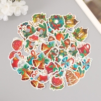 Наклейки для творчества "Новый год. Акварель" тиснение золото набор 48 шт 9х7х0,8 см Наклейки для творчества "Новый год. Акварель" тиснение золото набор 48 шт 9х7х0,8 см