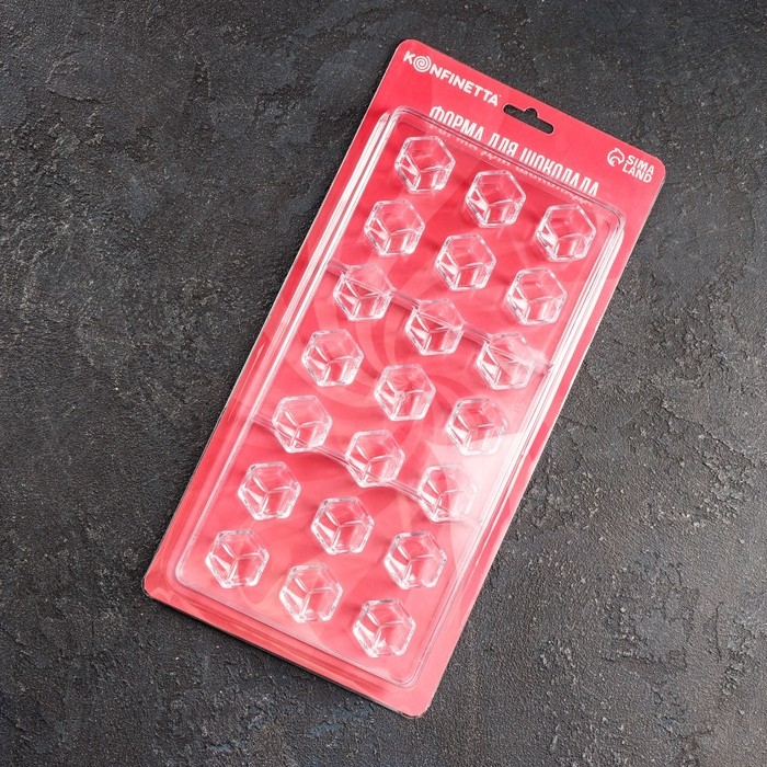 Форма для конфет и шоколада KONFINETTA &laquo;Секрет&raquo;, 27,5&times;17,5&times;2,5 см, 21 ячейка 2,5&times;2,2&times;2 см, цвет прозрачный