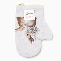 Варежка-прихватка Доляна "Зайчата" 20х28 см, 35% хл, 65% пэ, ватин 250 г/м2