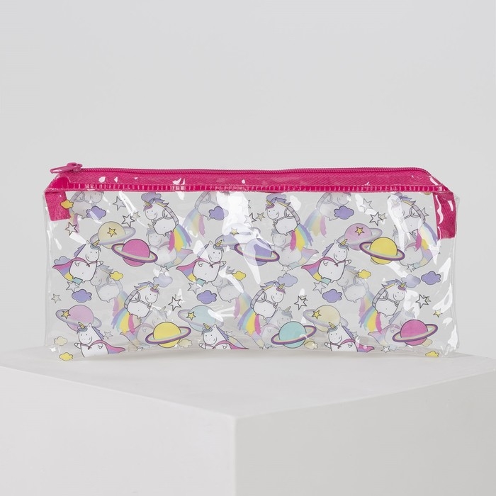 Пенал мягкий 1 отделение, 95 х 205 мм, плоский, ПВХ, Calligrata "Единорог"