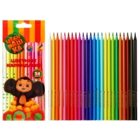 Карандаши цветные 24 цвета, пластиковые Мульти-Пульти "Чебурашка", заточенные, европодвес Карандаши цветные 24 цвета, пластиковые Мульти-Пульти "Чебурашка", заточенные, европодвес