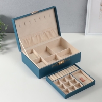 Шкатулка кожзам для украшений "Царица" синяя 18х27х9 см Шкатулка кожзам для украшений "Царица" синяя 18х27х9 см