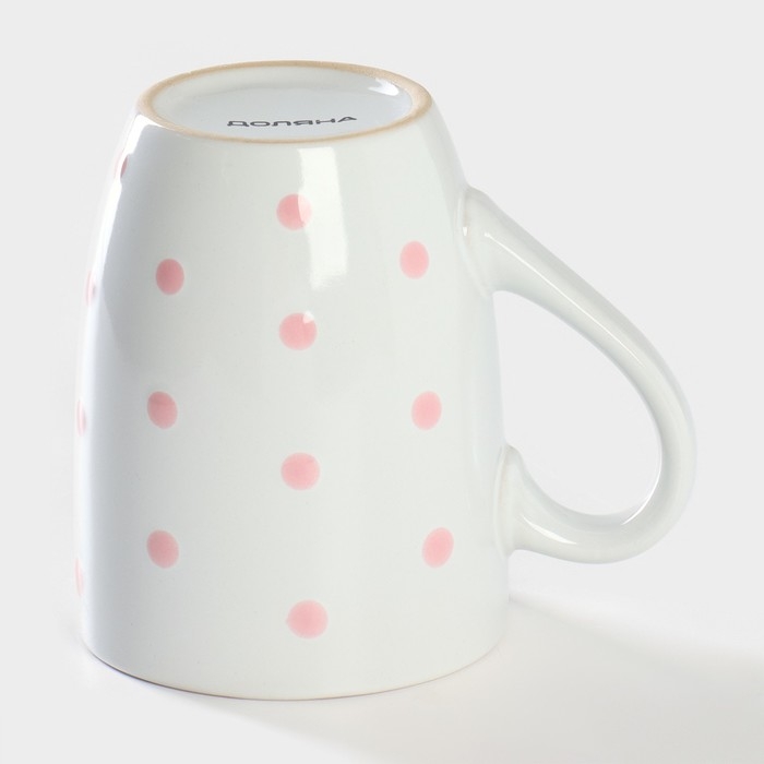 Кружка керамическая Доляна &laquo;Горох&raquo;, 340 мл, цвет розовый