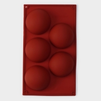 Форма для выпечки Доляна «Полусфера», силикон, 29,5×17 см, 5 ячеек, d=8 см, цвет МИКС Форма для выпечки Доляна «Полусфера», силикон, 29,5×17 см, 5 ячеек, d=8 см, цвет МИКС