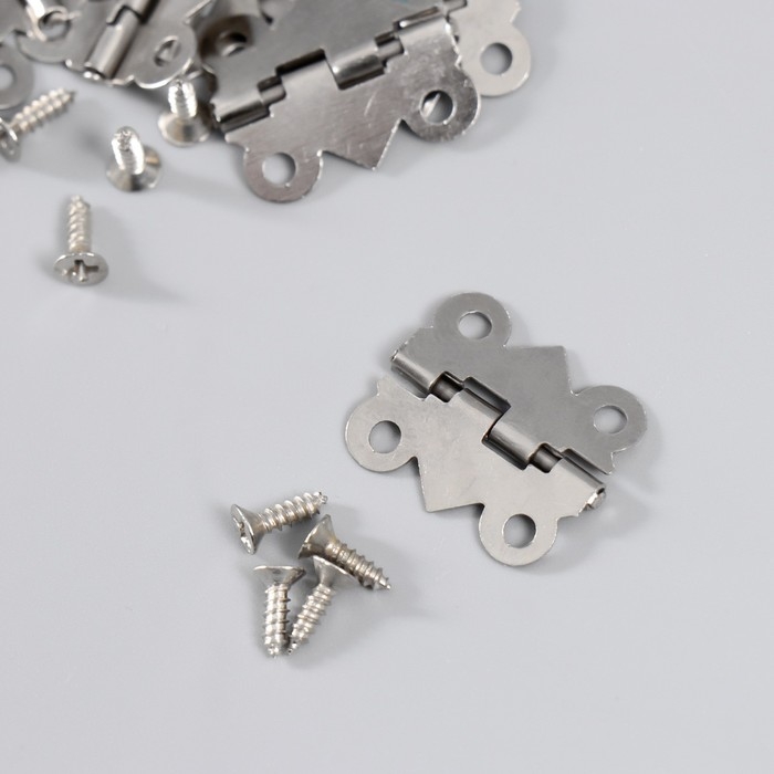 Петля для шкатулки металл фигурная серебро набор 8 шт 2х2,1 см