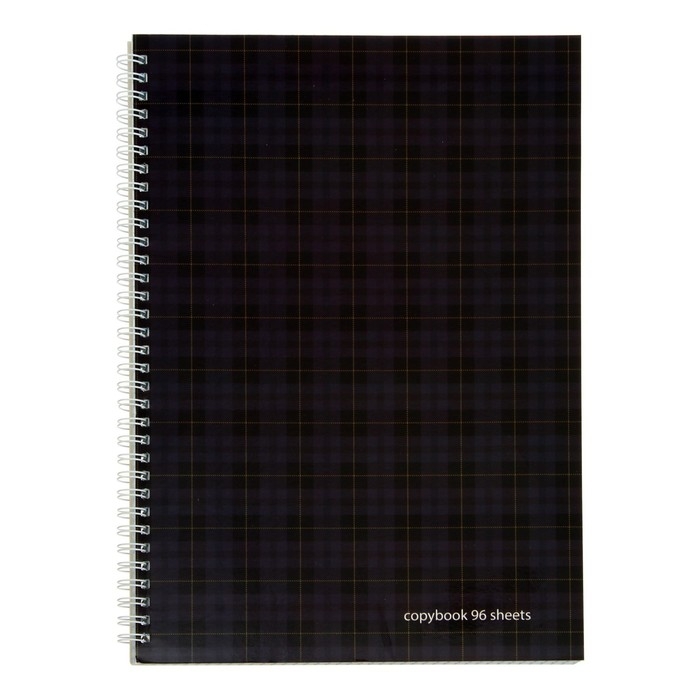Тетрадь А4, 96 листов в клетку на гребне Тетрадь А4, 96 листов в клетку на гребне "Шотландка", обложка мелованный картон, глянцевая ламинация, МИКС