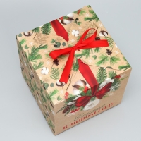 Коробка подарочная новогодняя складная &laquo;Счастья в новом году&raquo;, хлопок, 18 х 18 х 18 см, Новый год