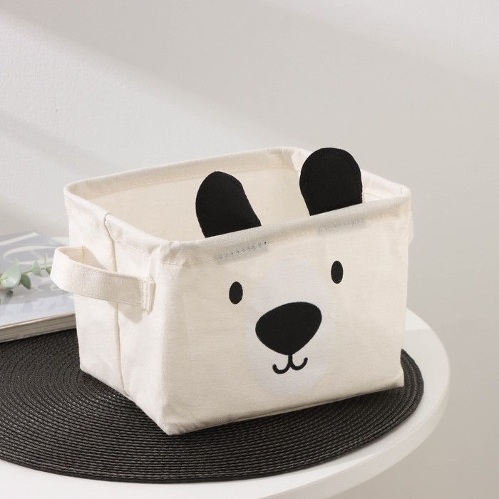 Корзина для хранения с ручками Доляна &laquo;Мишка&raquo;, 20&times;16&times;14 см, цвет бежевый