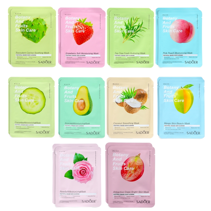 Набор увлажняющих, тканевых масок для лица «Botanika», 20 шт Набор увлажняющих, тканевых масок для лица «Botanika», 20 шт