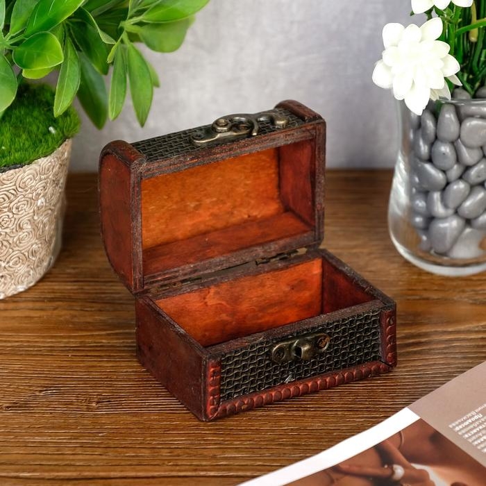 Шкатулка дерево сундучок Шкатулка дерево сундучок "Сеточка" 6х8х5,5 см