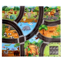 Игровой набор &laquo;Зоопарк&raquo;, 4 инерционные машинки, коврик-дорога