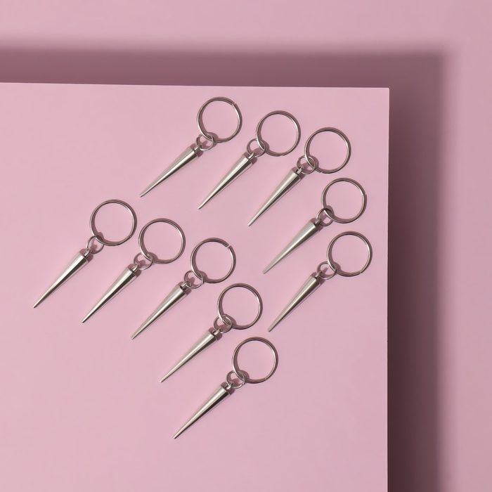 Пирсинг для волос «Клин», 4,1 × 1,3 см, 10 шт, цвет серебристый Пирсинг для волос «Клин», 4,1 × 1,3 см, 10 шт, цвет серебристый