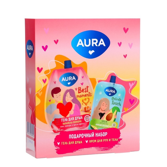 Подарочный набор косметики AURA Подарочный набор косметики AURA "Карамель и Авокадо": гель для душа, 250 мл + крем для рук и тела,100 мл