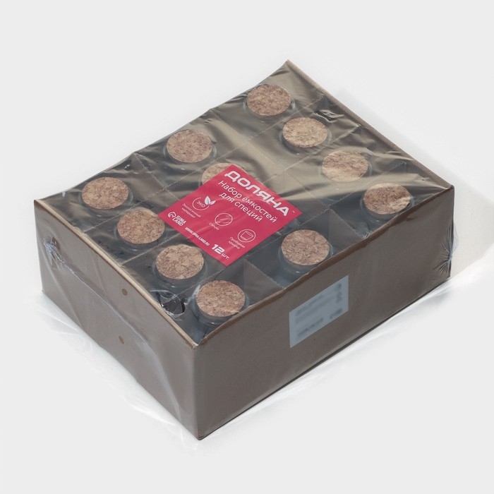 Набор стеклянных баночек для сыпучих продуктов с пробковой крышкой Доляна &laquo;Парфе. Сердце&raquo;, 150 мл, 8&times;4&times;9,5 см, 12 шт