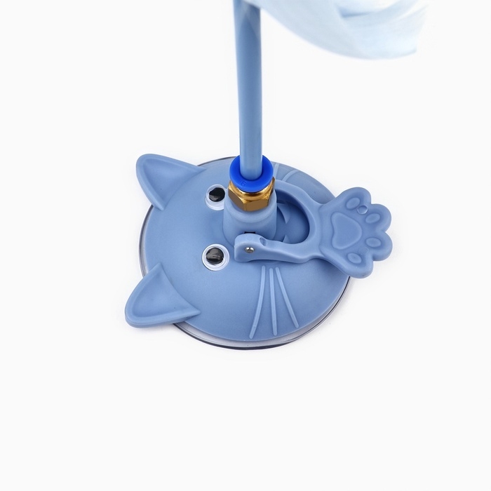 Игрушка дразнилка для кошек на присоске с пером &laquo;Котик&raquo;, голубой, 94 см