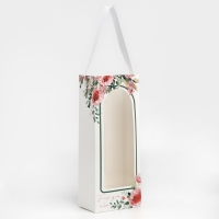 Пакет-переноска для цветов с пластиковым окном, &laquo;Только для тебя&raquo;, белая, 30 х 12 х 8 см