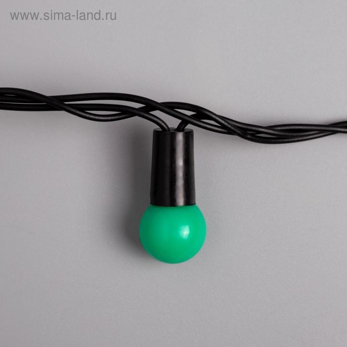Гирлянда &laquo;Нить&raquo; 20 м с насадками &laquo;Шарики 1.5 см&raquo;, IP44, тёмная нить, 200 LED, свечение зелёное, 8 режимов, 220 В