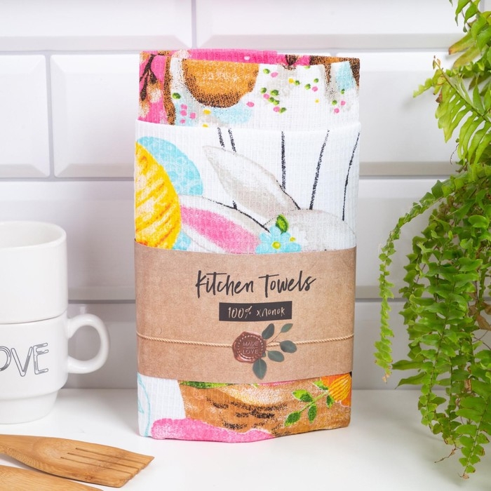 Набор кухонных полотенец Доляна &laquo;Воздушный шар&raquo;, 35х60см-2шт, 100% хл