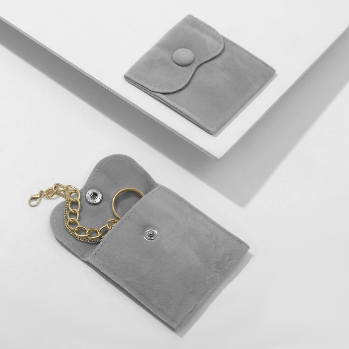 Конвертик для украшений бархатный, 7*7см, цвет тёмно-серый