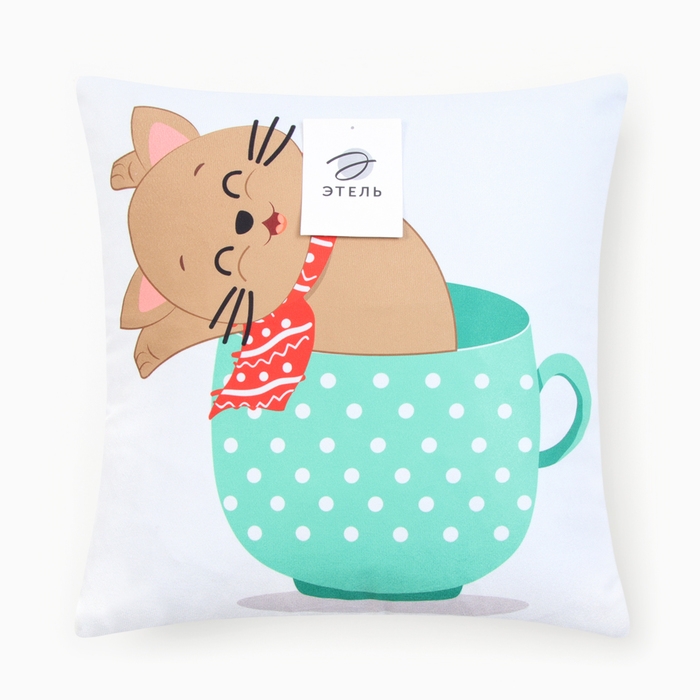 Новый год. Чехол на подушку Этель Новогодняя чашка 40х40см,100% п/э Новый год. Чехол на подушку Этель Новогодняя чашка 40х40см,100% п/э