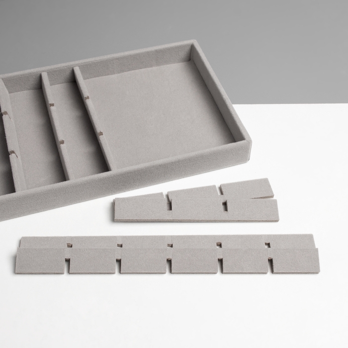 Подставка для украшения 18 ячеек, флок, 21&times;12,3&times;2,5 см, цвет серый