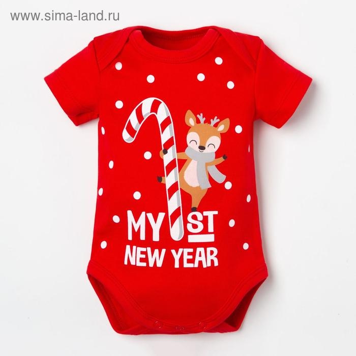 Боди детское Крошка Я &laquo;Первый НГ&raquo;, рост 62-68 см, цвет красный