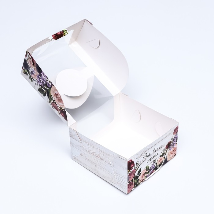 Коробка под бенто-торт с окном Коробка под бенто-торт с окном "Самой лучшей", 14 х 14 х 8 см