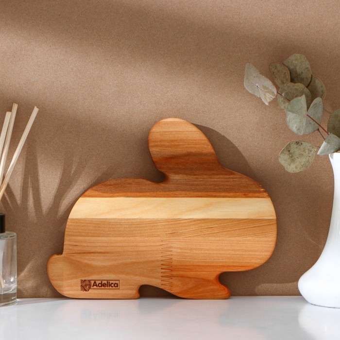 Пасхальный набор Adelica, менажница заяц, подставка для яиц 8 ячеек, d=20&times;1,8 см, термонаклейки 7 шт, берёза