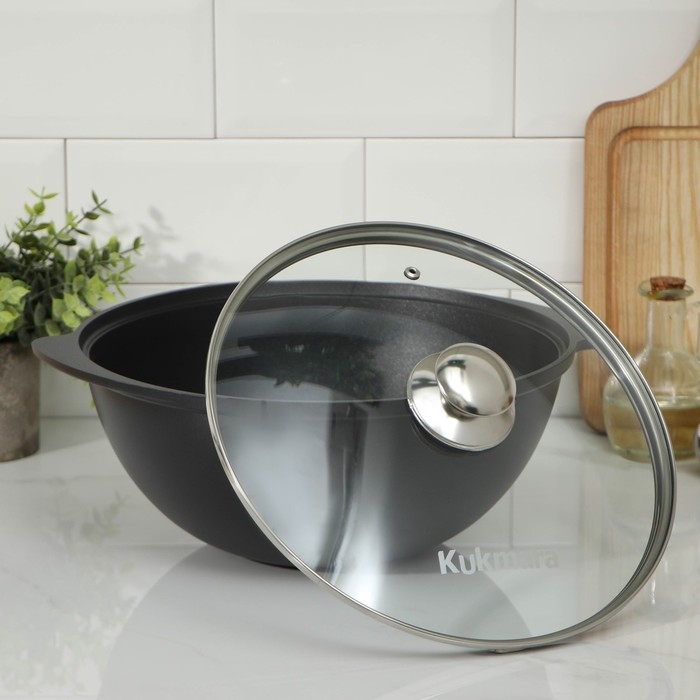 Казан &laquo;Традиция&raquo;, 4,5 л, стеклянная крышка, литые ручки, антипригарное покрытие, цвет чёрный