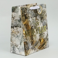 Пакет подарочный новогодний ламинированный вертикальный, конгревное тиснение &laquo;Счастливого Нового года&raquo;, ML 23 х 27 х 11.5 см, Новый год