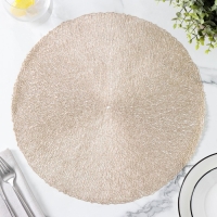 Набор салфеток сервировочных на стол Доляна &laquo;Соломка&raquo;, d=38 см, 4 шт, цвет золото