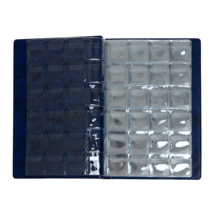 Альбом для монет 125 х 185 мм Calligrata, на 240 монет, ячейка 26 х 29 мм, 10 листов, обложка искусственная кожа, синий Альбом для монет 125 х 185 мм Calligrata, на 240 монет, ячейка 26 х 29 мм, 10 листов, обложка искусственная кожа, синий