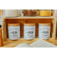 Банки жестяные для хранения сыпучих продуктов Sugar Coffee Tea, 1,2 л, 10,5&times;14 см, 3 шт, цвет серый
