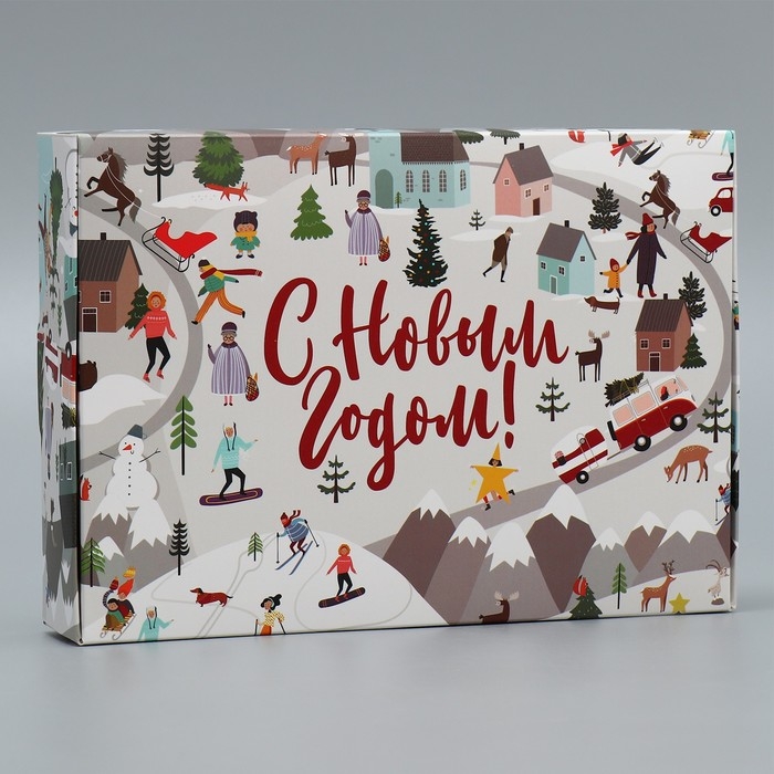 Коробка подарочная новогодняя складная «Новогодние истории», 21 х 15 х 5 см, Новый год Коробка подарочная новогодняя складная «Новогодние истории», 21 х 15 х 5 см, Новый год