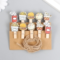 Декор для творчества дерево "Фастфуд" набор 10 шт 4х2,2 см Декор для творчества дерево "Фастфуд" набор 10 шт 4х2,2 см