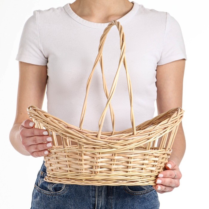 Корзина &laquo;Ажурная весна&raquo;, дно: 26&times;21 верх:35&times;26, H=11/18/35 см, ручное плетение, ива