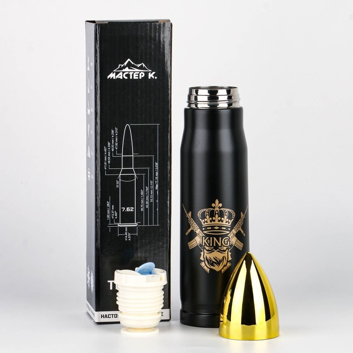 Термоc, 450 мл, Пуля Термоc, 450 мл, Пуля "Мастер К. King", сохраняет тепло 8 ч, 28 х 7 см