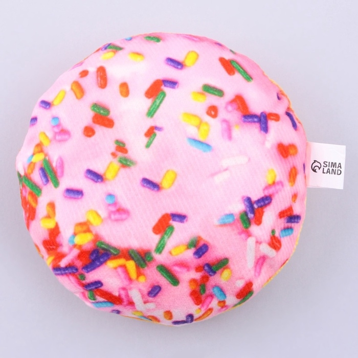 Игрушка для собак с пищалкой &laquo;&lrm;Пончик&raquo;&lrm; из текстиля, 11,5 х 11,5 см