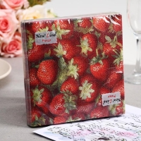 Салфетки бумажные New line FRESCO &laquo;Клубника&raquo;, 2 слоя, 33*33 см, 20 шт.
