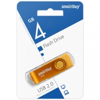 Флешка Smartbuy 004GB2TWY, 4 Гб, USB2.0, чт до 15 Мб/с, зап до 12 Мб/с, желтая Флешка Smartbuy 004GB2TWY, 4 Гб, USB2.0, чт до 15 Мб/с, зап до 12 Мб/с, желтая